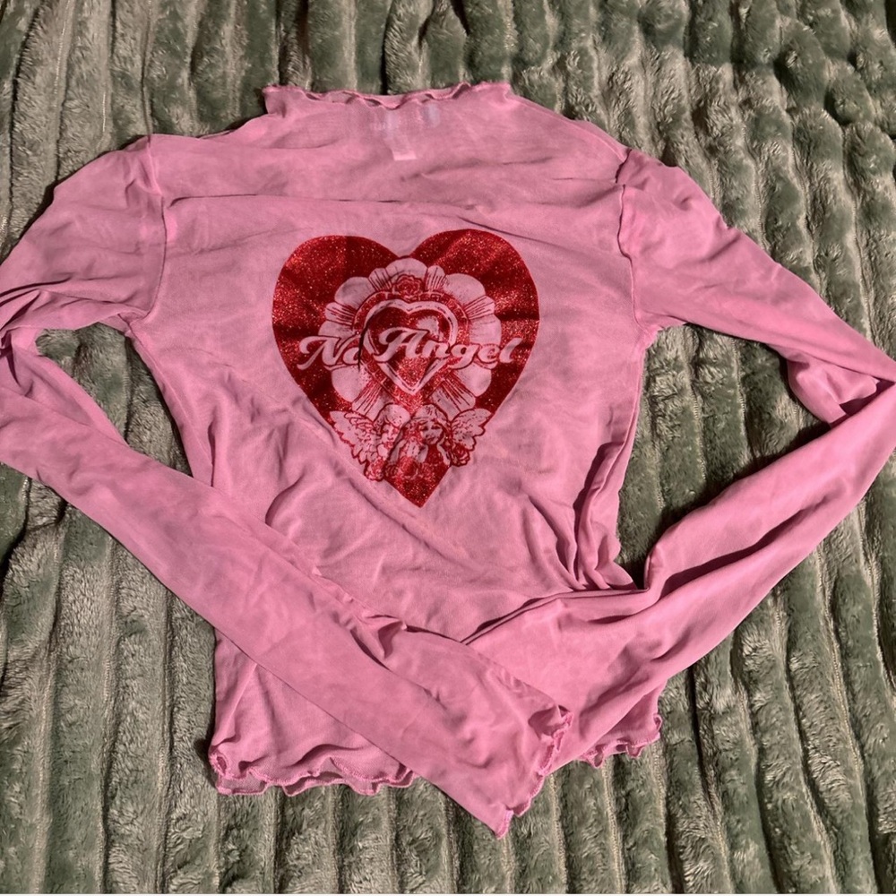 Pink mesh layering top